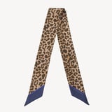 Skinny Silk Scarf Leopard Print Pure Silk