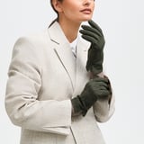 Women's Knitted Cuff Nubuck Gloves Pine Nubuck