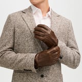 Men's Cashmere Lined Leather Gloves Mid Brown Nappa