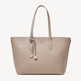 Zipped East West Tote with Shield Charm Moleskin Soft Saffiano