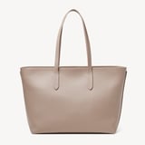 Zipped East West Tote with Shield Charm Moleskin Soft Saffiano