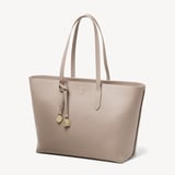 Zipped East West Tote with Shield Charm Moleskin Soft Saffiano
