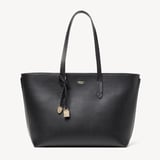 Zipped East West Tote with Shield Charm Black Soft Saffiano
