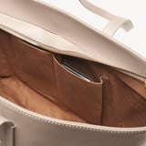 Zipped East West Tote with Shield Charm Moleskin Soft Saffiano