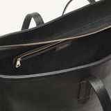 Zipped East West Tote with Shield Charm Black Soft Saffiano
