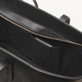 Zipped East West Tote with Shield Charm Black Soft Saffiano