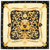 Aspinal Signature Shield Silk Scarf Black Pure Silk