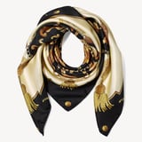 Aspinal Signature Shield Silk Scarf Black Pure Silk