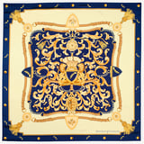 Aspinal Signature Shield Silk Scarf Navy Pure Silk