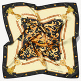 Aspinal Signature Shield Silk Scarf Black Pure Silk