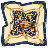Aspinal Signature Shield Silk Scarf Navy Pure Silk