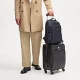 Zipped Leather Backpack Navy Pebble