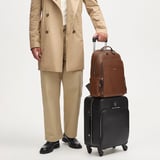 Zipped Leather Backpack Tobacco Pebble