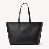 Zipped East West Tote with Shield Charm Black Pebble