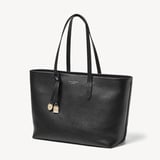 Zipped East West Tote with Shield Charm Black Pebble