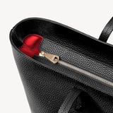 Zipped East West Tote with Shield Charm Black Pebble