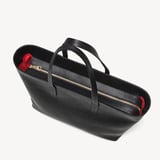 Zipped East West Tote with Shield Charm Black Pebble