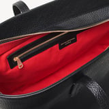 Zipped East West Tote with Shield Charm Black Pebble