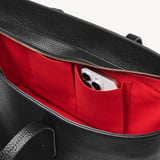 Zipped East West Tote with Shield Charm Black Pebble