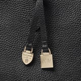 Zipped East West Tote with Shield Charm Black Pebble