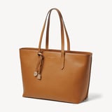 Zipped East West Tote with Shield Charm Smooth Tan