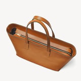 Zipped East West Tote with Shield Charm Smooth Tan