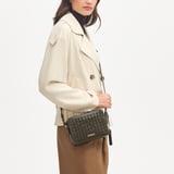 Camera Crossbody Evergreen Woven Leather