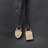 Zipped East West Tote with Shield Charm Black Soft Saffiano