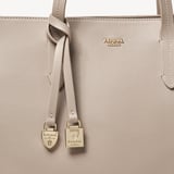 Zipped East West Tote with Shield Charm Moleskin Soft Saffiano