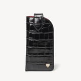 Glasses Case with Tab Deep Shine Black Croc
