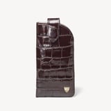Glasses Case with Tab Deep Shine Amazon Brown Croc