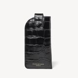 Glasses Case with Tab Deep Shine Black Croc