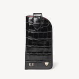 Glasses Case with Tab Deep Shine Black Croc