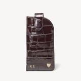 Glasses Case with Tab Deep Shine Amazon Brown Croc