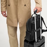 Zipped Leather Backpack Black Pebble