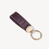 Oval Loop Keyring Deep Shine Fig Small Croc