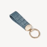 Oval Loop Keyring Deep Shine Peacock Blue Small Croc