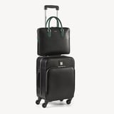 Slim Leather Briefcase Black & Green Saffiano