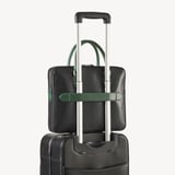 Slim Leather Briefcase Black & Green Saffiano
