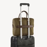 Slim Nylon Briefcase Olive Nylon Canvas with Leather Trim