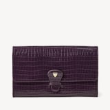 Classic Travel Wallet Deep Shine Fig Small Croc