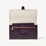 Classic Travel Wallet Deep Shine Fig Small Croc