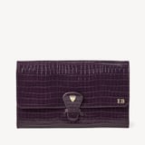 Classic Travel Wallet Deep Shine Fig Small Croc