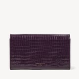 Classic Travel Wallet Deep Shine Fig Small Croc