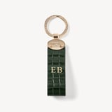 Oval Loop Keyring Deep Shine Evergreen Small Croc