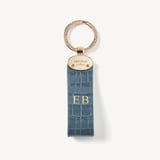 Oval Loop Keyring Deep Shine Peacock Blue Small Croc