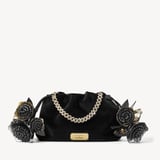 Kathleen Clutch Black Velvet with Metallic Rose Tassel Charms