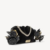 Kathleen Clutch Black Velvet with Metallic Rose Tassel Charms
