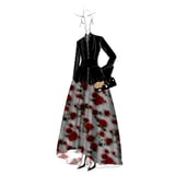 Sophie Clutch Black Patent with Silver Rose Embellishments