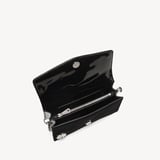 Sophie Clutch Black Patent with Silver Rose Embellishments
